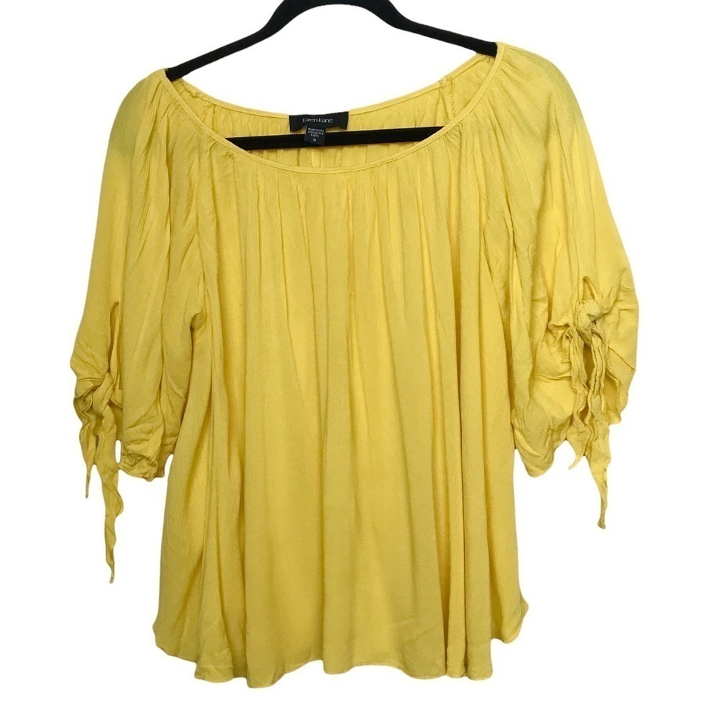Karen Kane Yellow Oversized Tie Sleeve Flowy Blouse Small